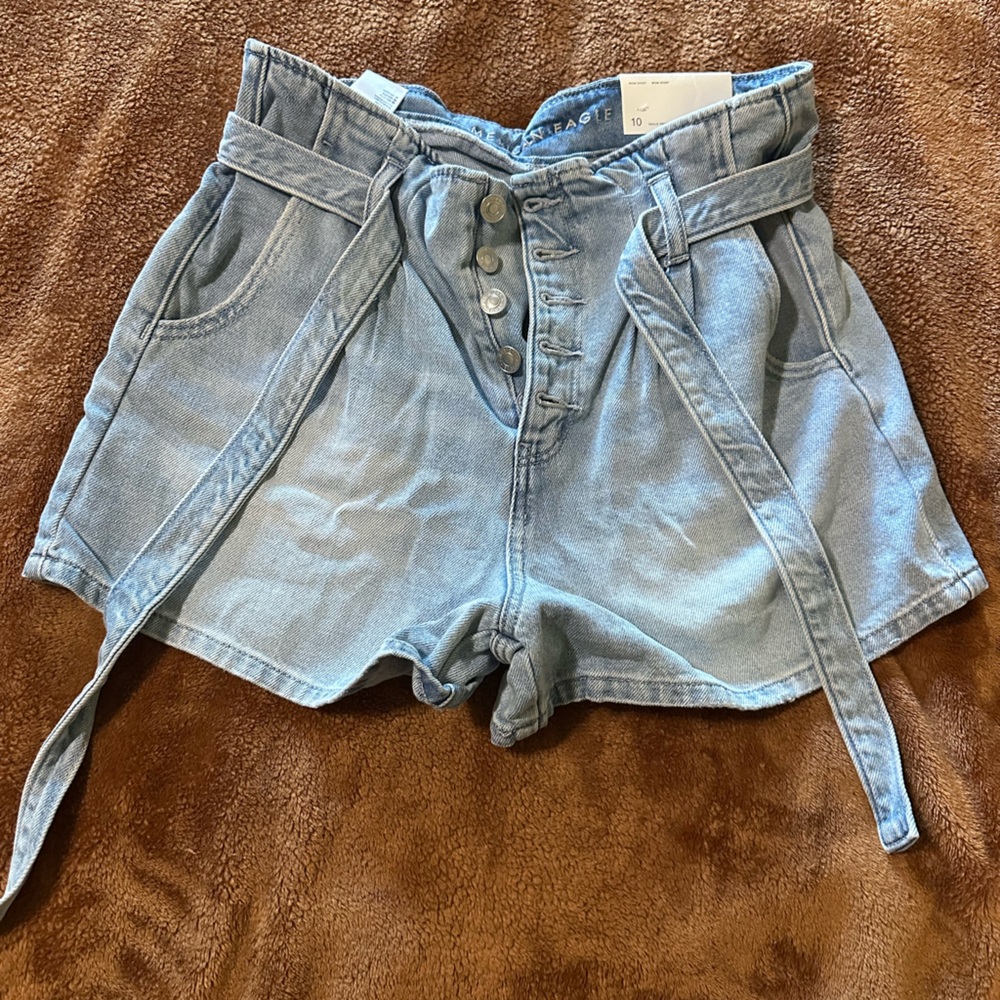 American Eagle Outfitters Blue Jean Shorts High-Waisted Relaxed Fit